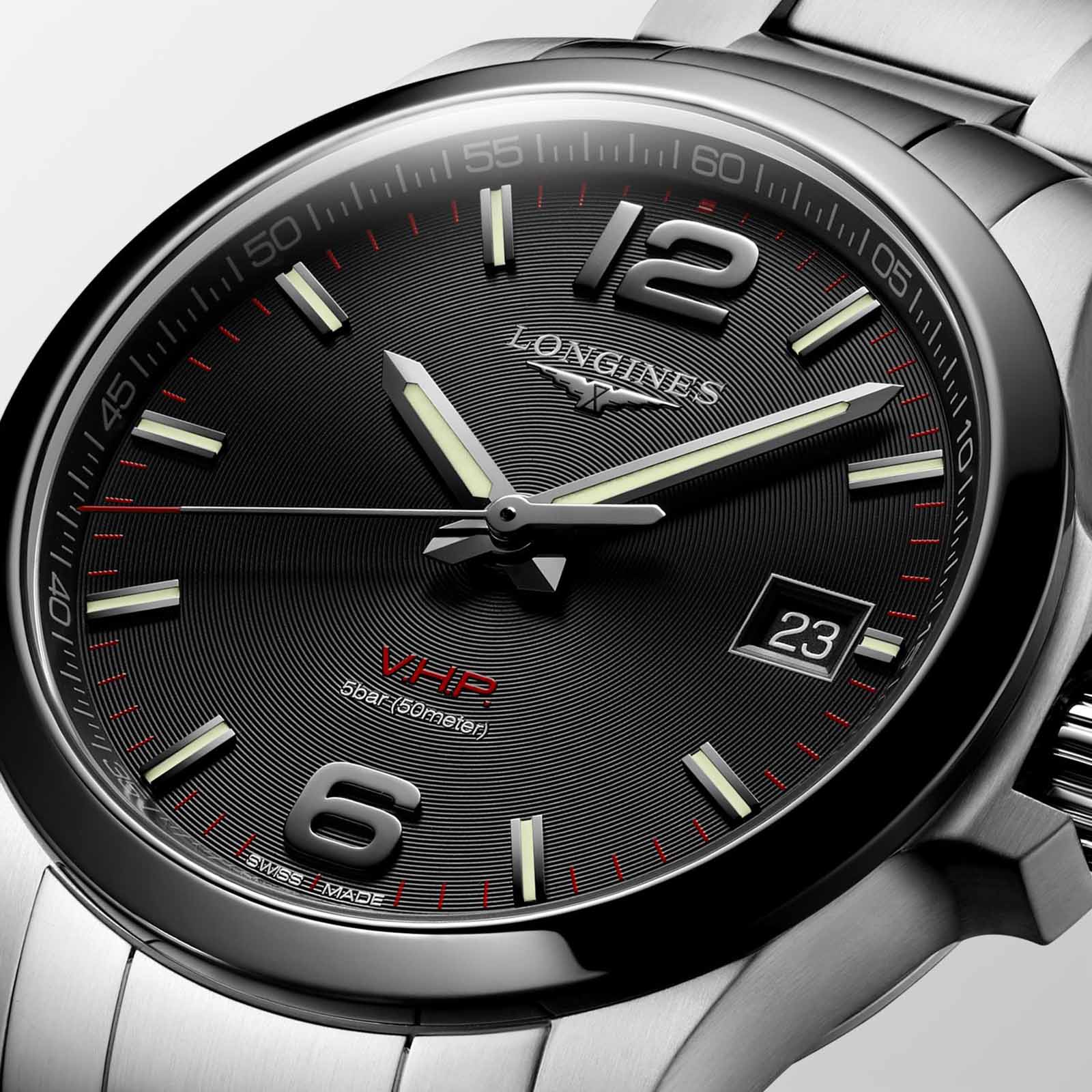 Longines Longines Conquest V.H.P. L3.719.4.56.6 мужские часы черный циферблат на запястье